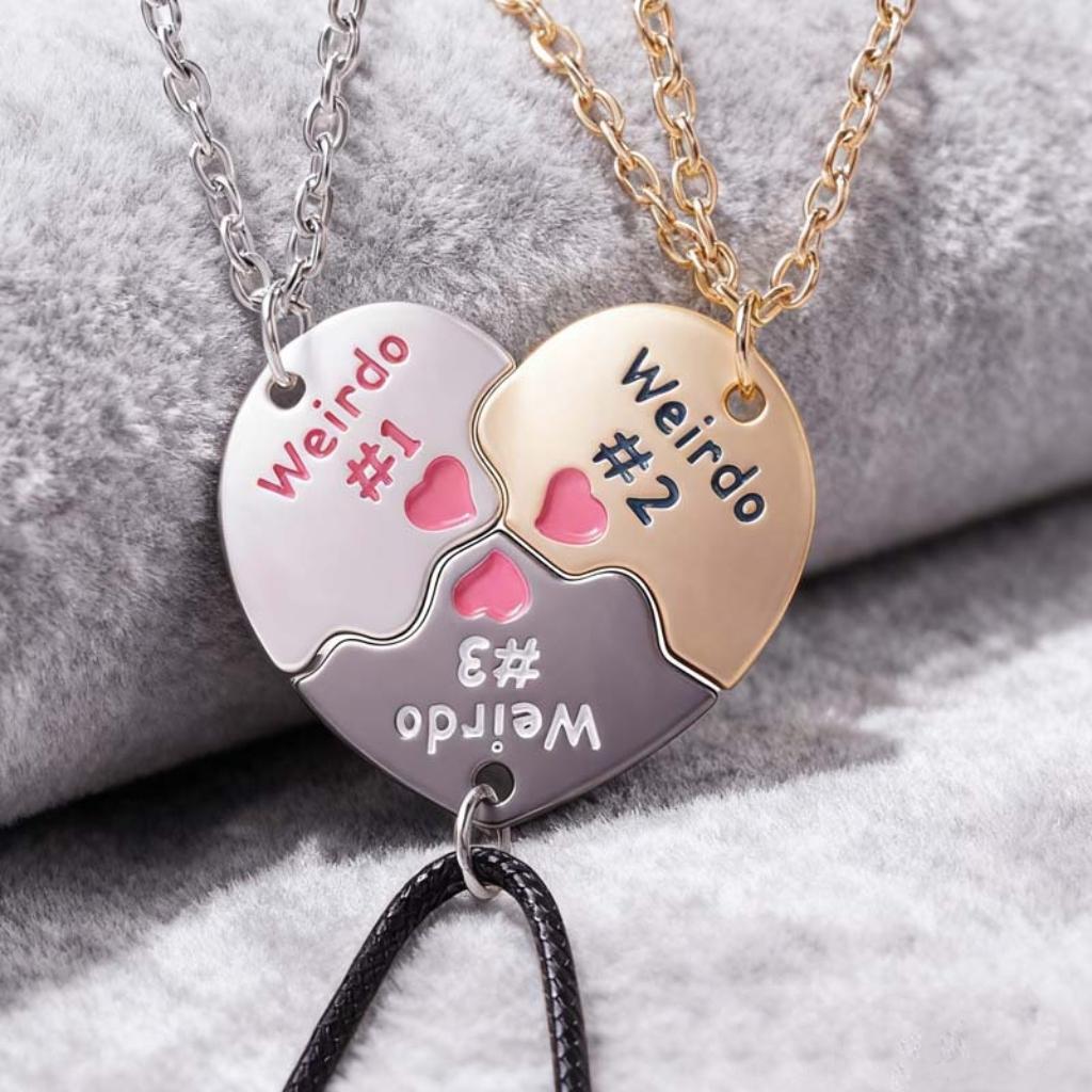 Weirdo Trio Magnetic Puzzle Hear Friendship Necklaces BFF Best Friends Forever Fantasy Cute Pendant for Unbreakable Friendship mothersdaygift