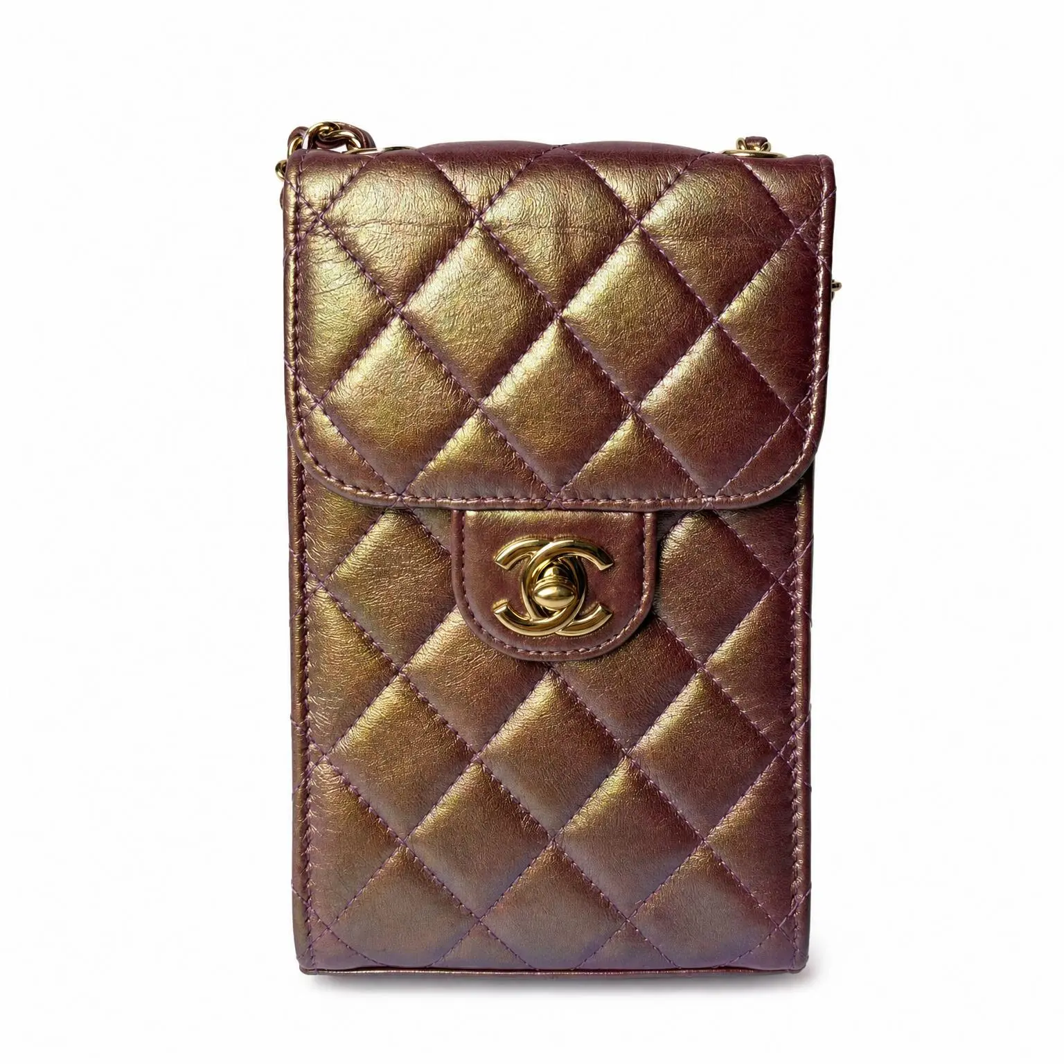 Pre-owned CHANEL X Backpacks CC Quilted Iridescent Purple Lambskin Leather Phone 2607140002