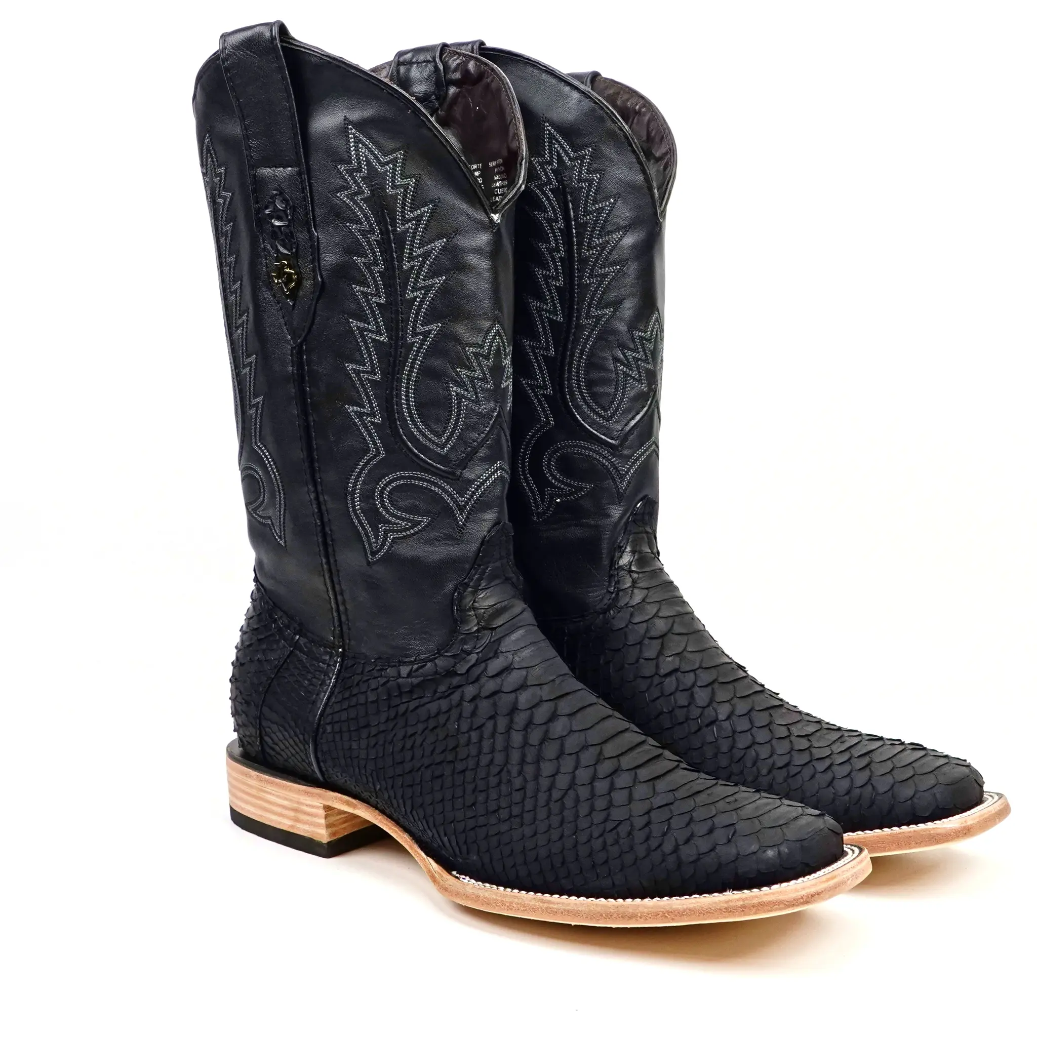 Tanner Cowboy Boots - Matte Black- Square Toe