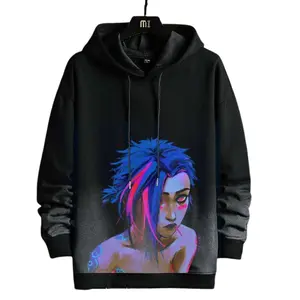 Arcane Jinx Blue Pink Portrait Art Streetwear Basic Hoodie