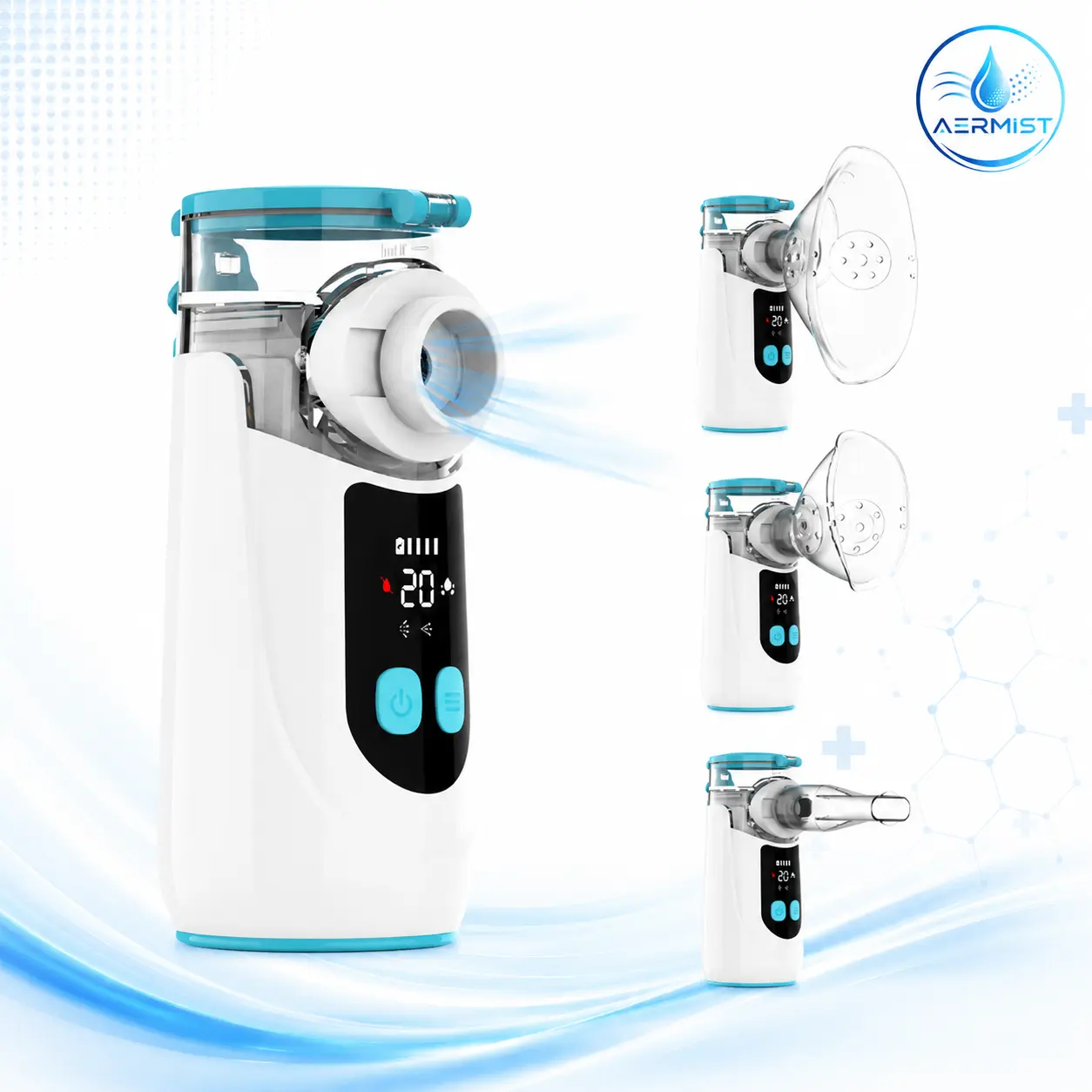 Handheld Portable Nebulizer Device with Digital Display, Quiet Operation, Self-Clean Mode, Rechargeable for Home & Travel self-cleaning function rechargeable ultrasonic nebulizer rechargeable mesh nebulizer