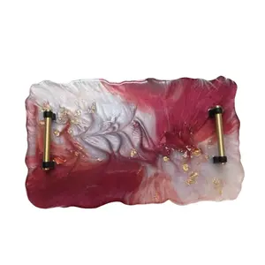 Resin Tray with 4 Coasters - Decorative Design, Ideal for Tableware Use