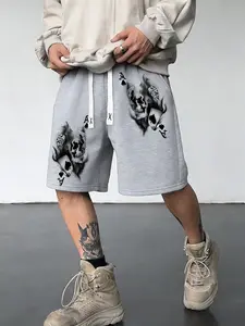 Men's Plus Size Fashion Skull Print Shorts, Loose Fit Comfortable Casual Wear, Casual Comfy Shorts, Perfect for Home and Outdoor Use