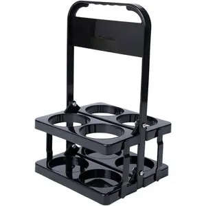 Portable Drink Carrier,  Bottle Coffee Cup Holder, Bottle Drink  for Delivery,4 Holes Cup Holders with Handle for Catering Restaurant Travel ,Black