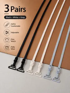 3 Pairs Invisible Bra Straps, Transparent Adjustable Shoulder Bands, Non-Slip Replacement Cords, Seamless Design for Women, Soft Straps