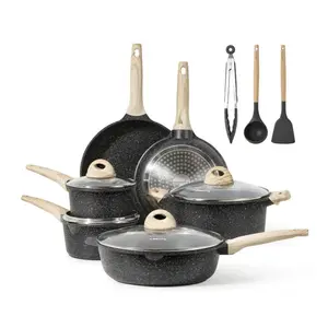 Nonstick Pots and Pans Set, 13 Pcs Induction Kitchen Cookware Sets (Black Granite)
