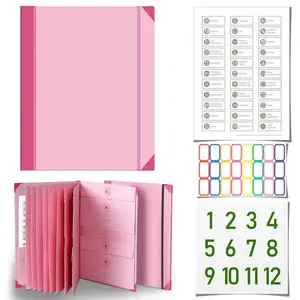 Manila Accordion File with Labels,Storing Important Papers, Passports, Birth Certificates & Important Papers, A4 Document Box with Built-in Folder, Multi-Layer Organizer with Stickers, Emergency Labels, Number Tabs for Home, School&Office clipboard