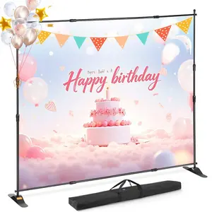 Adjustable Height-Width 10x8 Ft Step-and-Repeat Backdrop Banner Stand, Wall-Mountable Tool for Trade Shows, Photo Booth Backgrounds