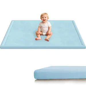Sleep Ultra Soft Memory Foam Play Mat – 50'' x 50''x 1.3'' Thick Non-Slip Crawling Mat, Non-Toxic Velvet Nursery Floor Mat for Tummy Time