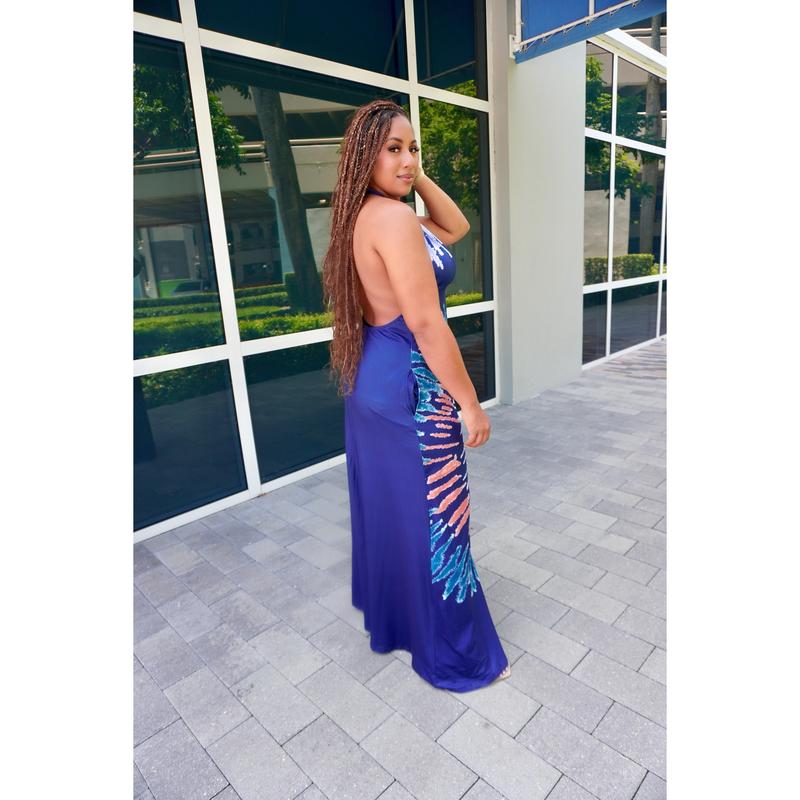 Lia Printed Halter Maxi Dress