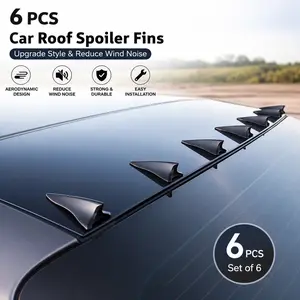 6-Pack Universal Car Roof Shark Fin Spoilers, Sporty Auto Exterior Trim Kit for Sedan SUV Truck, Lightweight ABS Decorative Aero Fins, Easy Install Car Styling Accessories for Winter Driving & Daily Upgrade