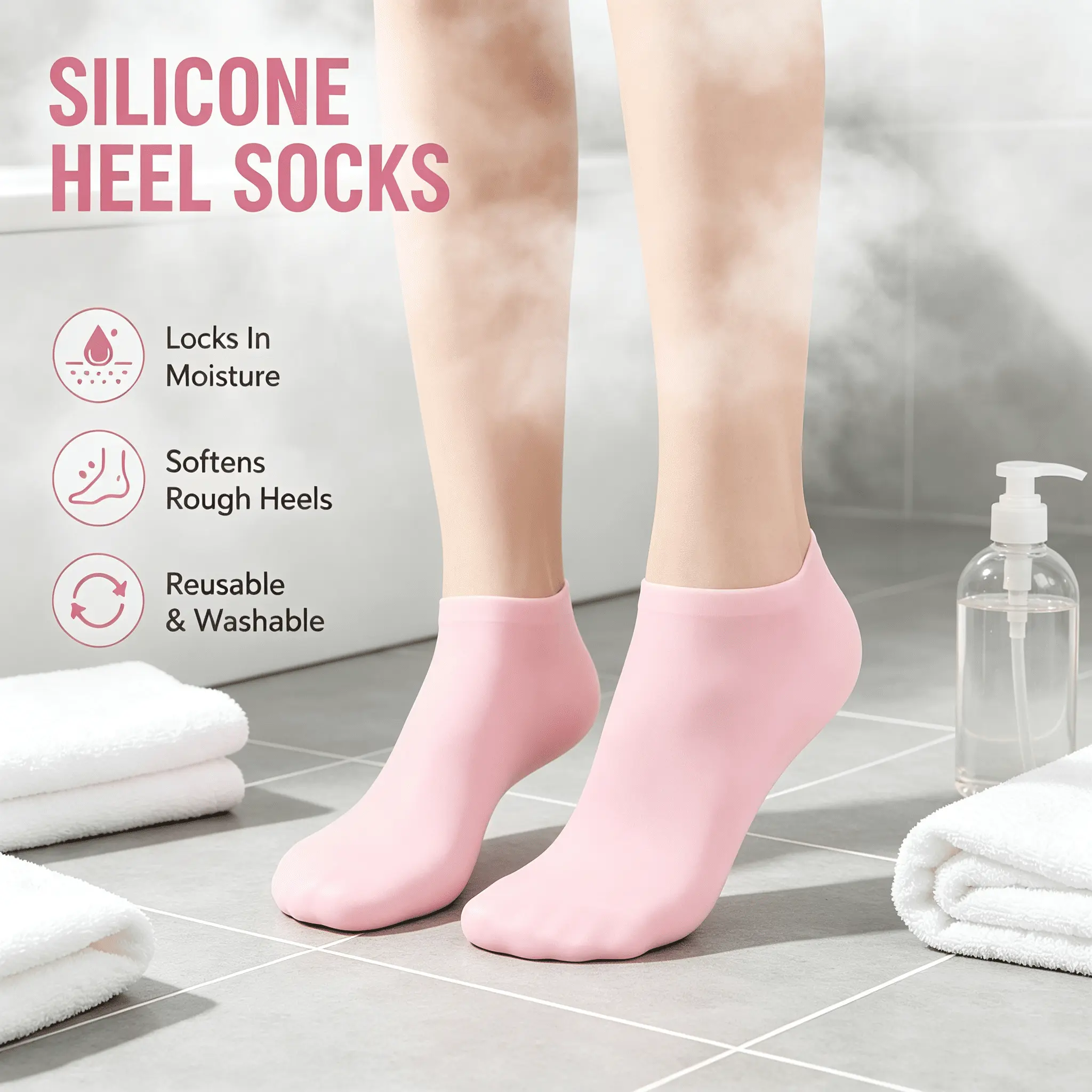 Daily Foot Care Silicone Gel Socks, Silicone Gel Foot Socks for Women Foot Exfoliation, Reusable Home Spa Gel Foot Mask Booties, Moisturizing Silicone Heel Repair Socks, Washable Gel Foot Care Socks for Dry Skin, No Leak Hydration Booties