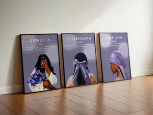 Set of 3 Lavender Blue Home Decor; Christian Wall Art #66784