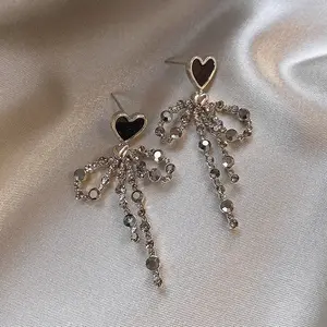Heart Bow Stud Earrings 2026New Trending Style, Unique Elegant Earrings for Women, Luxury Premium Tassel Jewelry