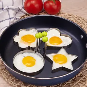 4pcs Egg Molds, DIY Cooking Egg Ring Mold, Creative Stainless Steel Bread Mold, Kitchen Accessories, Fun & Practical Egg Making Tools