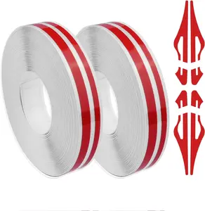 2 count Pinstripe Tape  Decorations,Universal Vinyl Pinstripe Tape for  Emblems Trim  Stickers,32Ft Automotive Pinstriping Tape   for Women/Men (Red)