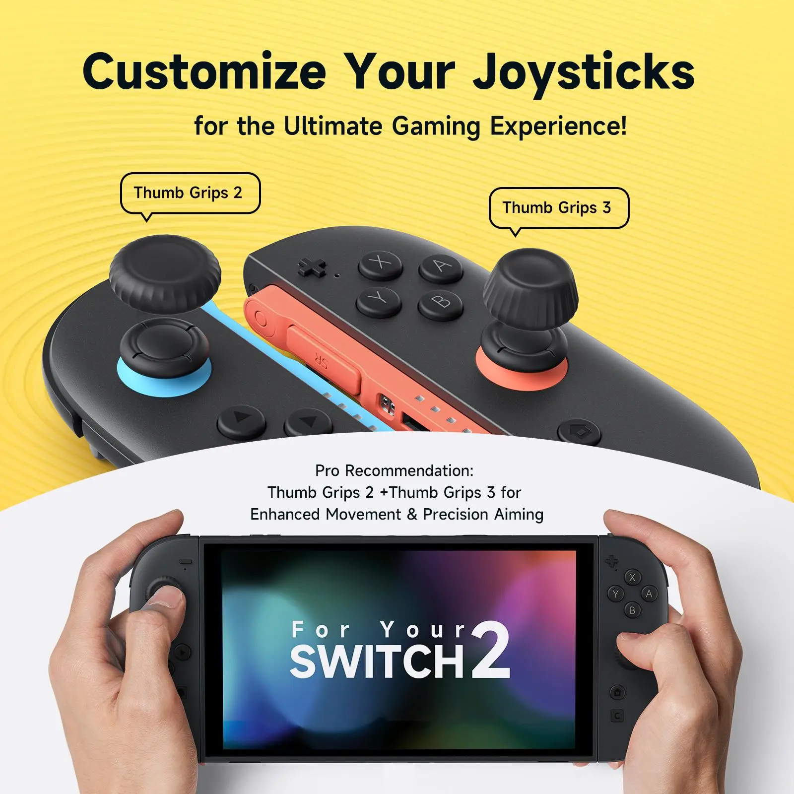 JSAUX Thumb Grips Designed for Nintendo Switch 2 (2025), Switch