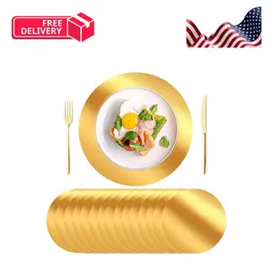 50PCS Round Gold Placemats, 13" Disposable Paper Placemats