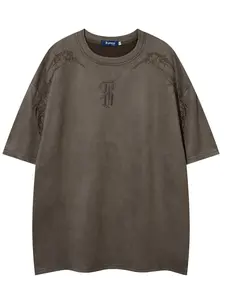 Summer New Design Heavy Embroidery Short Sleeve T-Shirt for Men, Casual Versatile Round Neck Half Sleeve Top, Trendy Fashion Apparel