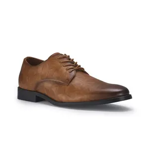 Ferro Aldo Caleb geometric pattern derby dress shoes, in Cognac, Men's Size 6.5 - 13
