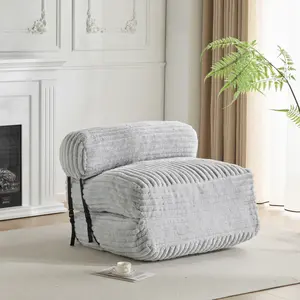 2-in-1 ISofa Bed ndoor Foldbable Bean Bag Lounge chair, Light Gray