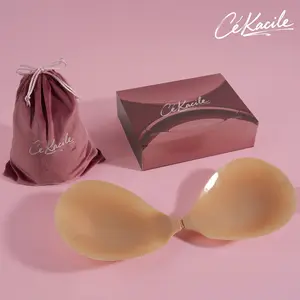 Cékacile Solid Silicone Invisible Bra – Seamless Push-Up Stick-On Bra with Skin-Friendly Reusable Cups for Natural Lift & Cleavage, Ultra-Thin No Show Matte Finish, Ideal for Backless & Strapless Outfits,Best Gift for Wife,Girlfriend,Female Freind