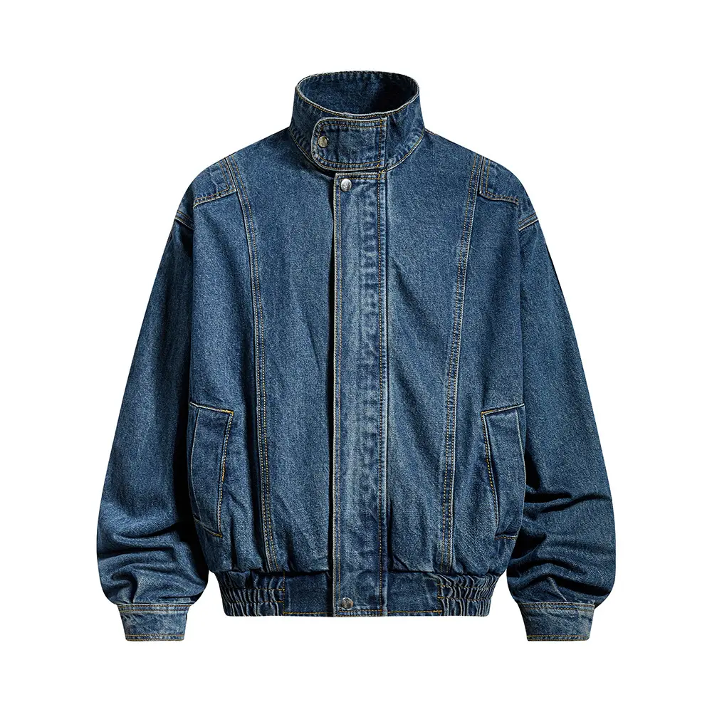 Inflation Men's Long Sleeve Denim Jacket - Unisex Cropped Boxy Vintage Washed Effect Fitted Tops, 2026 Autumn/Winter Trendy Cut-Design Flight Coat, Menswear Streetwear Casual Outfits, Fashion, Chic, M, Boxy Fitted