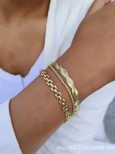 High-End Hand Bracelet Set, Twisted Rope + Snake Chain + Watch Band, Perfect Gift for Family and Friends, Suitable for All Occasions