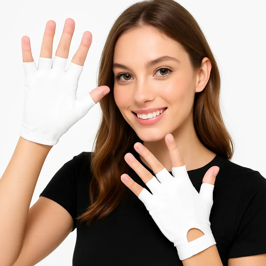 White Fingerless Gloves for Adults - Short Style