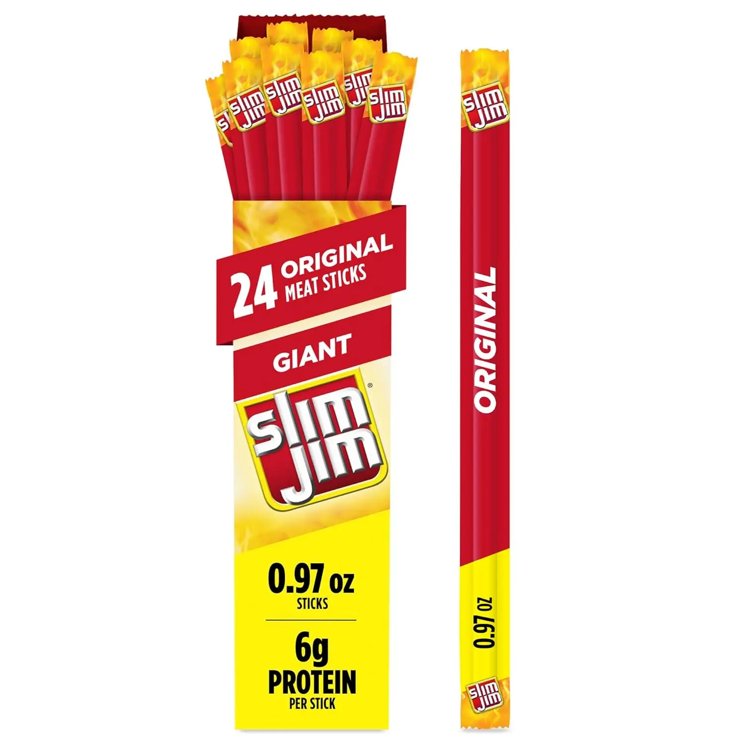 Giant Smoked Meat Sticks, Original Flavor, 6g Protein Per Stick, 0.97 oz. (24 Count)