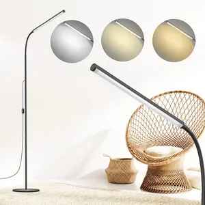 15W Floor Lamp with Touch Control Adjustable Brightness 3500K-7000K 360 °   Gooseneck LED Floor Lamps Eye-Caring Floor Lamp for Living Room, Bedroom & Office Stepless Dimming Standing Lamp