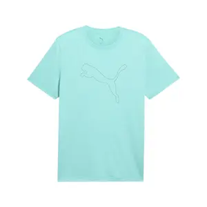 PUMA Mens Train All Day Essentials Heather Cat Crew Neck Short Sleeve Casual Tops Casual - Blue