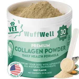 WuffWell Premium Collagen Powder Daily Health Formula for Dogs Beef Flavor 30 Servings Vet Recommended Enhances Joint Bone & Skin Health Made in USA Supplements