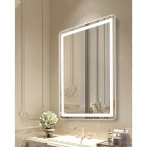 Fathersdaygift  Dimmable Rectangle LED Lighted Bathroom Vanity Mirror, 28x36 in Frontlit & Backlit, Anti-Fog, Memory Function, Stepless 3-Color Temperature Adjustment, Wall Mounted, Dimmable Rectangle Mirror