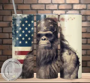 Big Foot - Sasquatch - Patriotic Flag 20 oz Tumbler