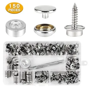 150 PCS Canvas Snap Kit Tool,Metal Screws Snaps Marine Grade 3/8" Socket Stainless Steel Boat Canvas Snaps with 2 PCS Setting Tool for Boat Cover Furniture,DIY Hand Tools Kits,Springtok