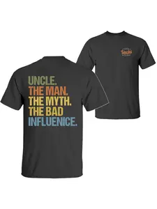 Cool Uncles Club The Man Myth Bad Influence Double Sides Fitted Shirt, Funny Uncle Gifts, Best Uncle Ever Shirt, Cool Uncle T-shirt,Gift for Uncle Tee, Graphic