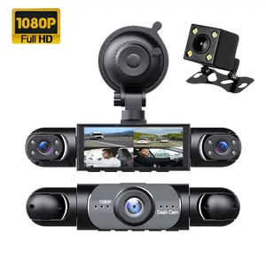 4-Channel Dash Cam with Front & Rear Wide-Angle HD 1080P, Night Vision, Loop Recording & Motion Detection - Sleek Black Car Dashboard Camera for Cars, Adhesive Mount, 5V Power, Car Safety Camera, Vehicle Security, Modern Car Accessory, Highquality Video