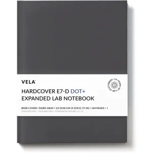 Vela Sciences Advanced E7-D Expanded Hardcover Lab Notebook, 9.25 x 11.75 in (23.5 x 30 cm), 144 Pages, Permanent Bound, 70lb Heavyweight Paper (1-Pack, Dot+)