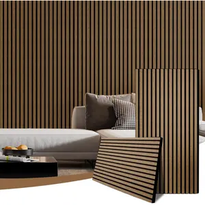 AKK-PANE Acoustic Wood Slat Wall Panels, 2-Piece 47.2"x23.6" 15.5ft²-3D Fluted Soundproof Wood Panels for Wall & Ceiling, Sound Absorbing Decorative Wooden Panel for Home & Office