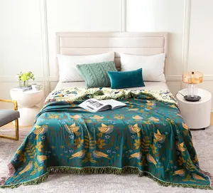 Boho Throw Blanket for Bed Ultra Soft Rustic Quilt Summer Blanket Bird Floral Printed Farmhouse Decor Large Bed Blankets All Season Rustic Throw for Sofa Couch Chair