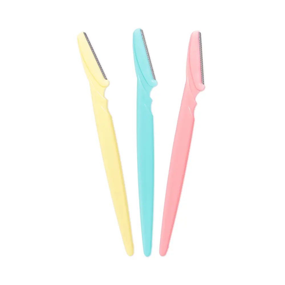 Fantasea Stainless Steel Disposable Eyebrow Razors - 3-Pack Makeup Tools Set for Facial Hair Removal