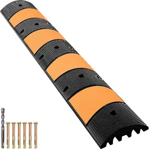 VEVOR Rubber Speed Bump, 1 Pack 2 Channel Speed Bump Hump, 72.8 Long Modular Speed Bump Rated 22000 LBS Load Capacity, 72.8x 12.2x 2.2 Garage Speed Bump for Asphalt Concrete Gravel Driveway-6 FT