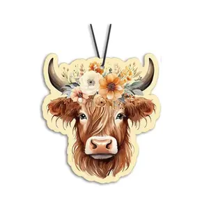 Highland Cow Air Freshener – Peach Floral  | Warm Farmhouse Charm