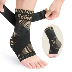 Unisex Copper Color Breathable Athletic Ankle Brace, Adjustable Compression Support, Ideal for Running, Basketball, Cycling, Outdoor Activities