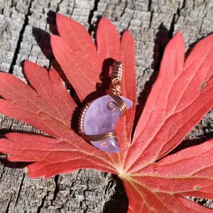 Reversible Copper Wire Wrapped Fluorite Crystal Moon Pendant