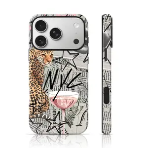 NYC Leopard Collage Pattern Design Phone Cover Double-Layer TPU Shockproof for iPhone 17 Pro Max/16 Pro Max /15Pro Max 15/14/13/12 & Samsung S26 /S25Ultra Gift for Friends or Family