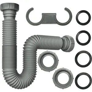 1-1/2 Flexible Sink Drain Pipe Hose, 11"-31" Expandable Flexible P Trap for Kitchen and bathroom sink drains (1 Pack)
