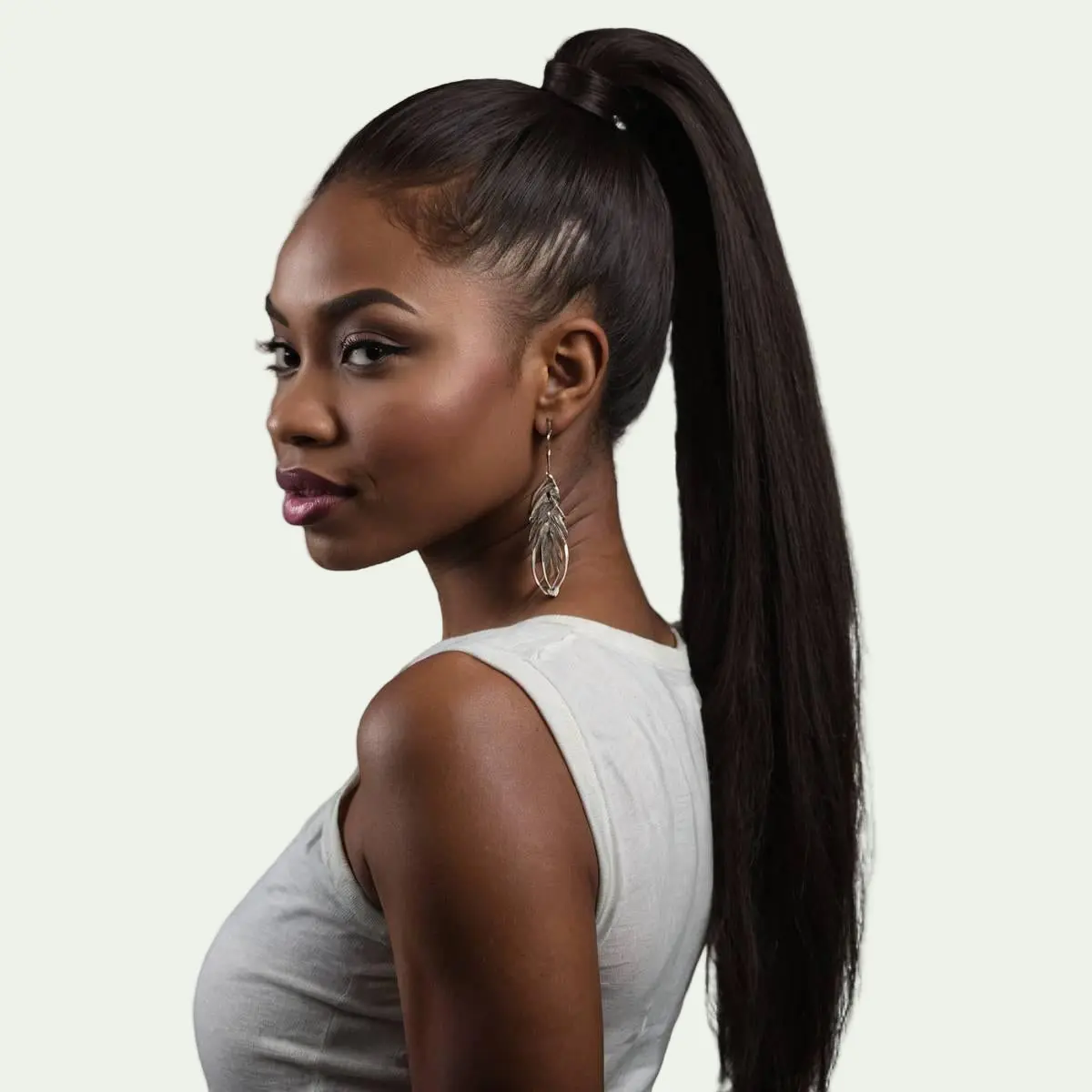 Raw Straight 100% Human Hair Ponytail Extension - 180 Grams, Easy Install, Wrap-Around Attachment, #1B Natural Black