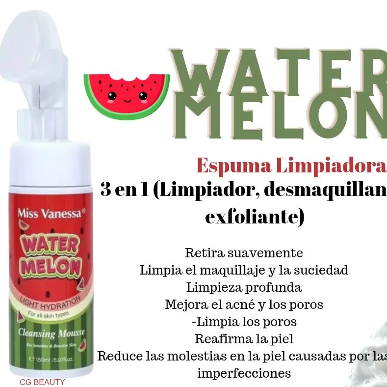 Watermelon Cleansing Foam, 3-in-1 Facial Cleanser - Acne-Fighting, Gentle, Lightweight Makeup Remover & Exfoliator for Pore Deep Cleansing & Firming Skin, Facial Cleansing, Sensitive, All Skin Types